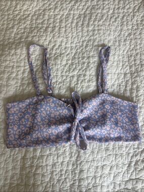RESA Lilac and Pink Leopard Print Tie-Front Bikini Top